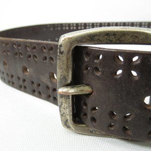 Dark Brown Belt Laser Cut XL 41 IN Genuine Leather Italian Leather Canada